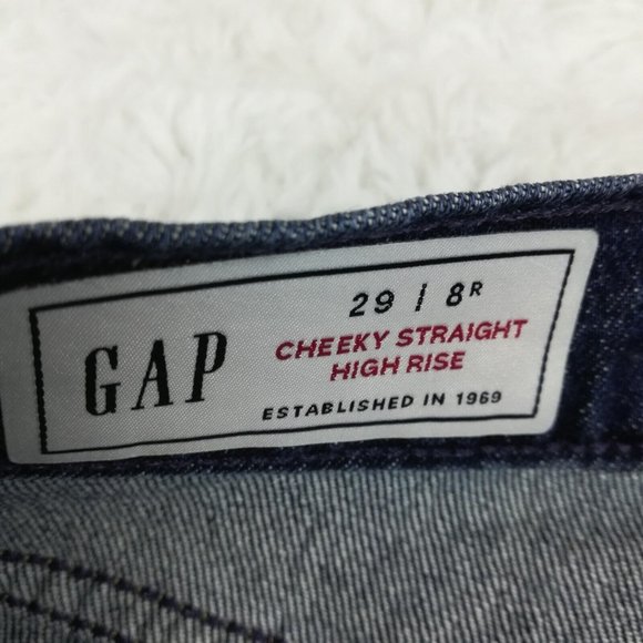 Gap Womens Jeans Cheeky Straight High Rise Blue Denim Dark Indigo Button Fly 29 - Picture 11 of 13